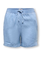 ONLY KIDS Blue Drawstring Supersoft Chambray Denim Shorts - Image 4 of 6