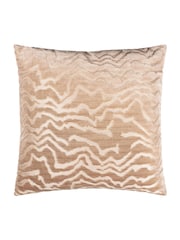 Paoletti Taupe Tierra Cut Velvet Fibre Filled Cushion - Image 2 of 5