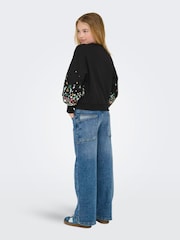 ONLY KIDS Black Floral Sleeve Detail Sweatshirt - Image 3 of 5