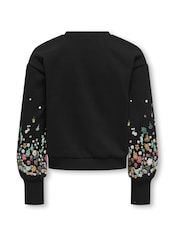ONLY KIDS Black Floral Sleeve Detail Sweatshirt - Image 5 of 5