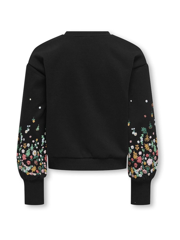 ONLY KIDS Black Floral Sleeve Detail Sweatshirt - Image 5 of 5 ONLY KIDS Black Floral Sleeve Detail Sweatshirt - Image 5 of 5