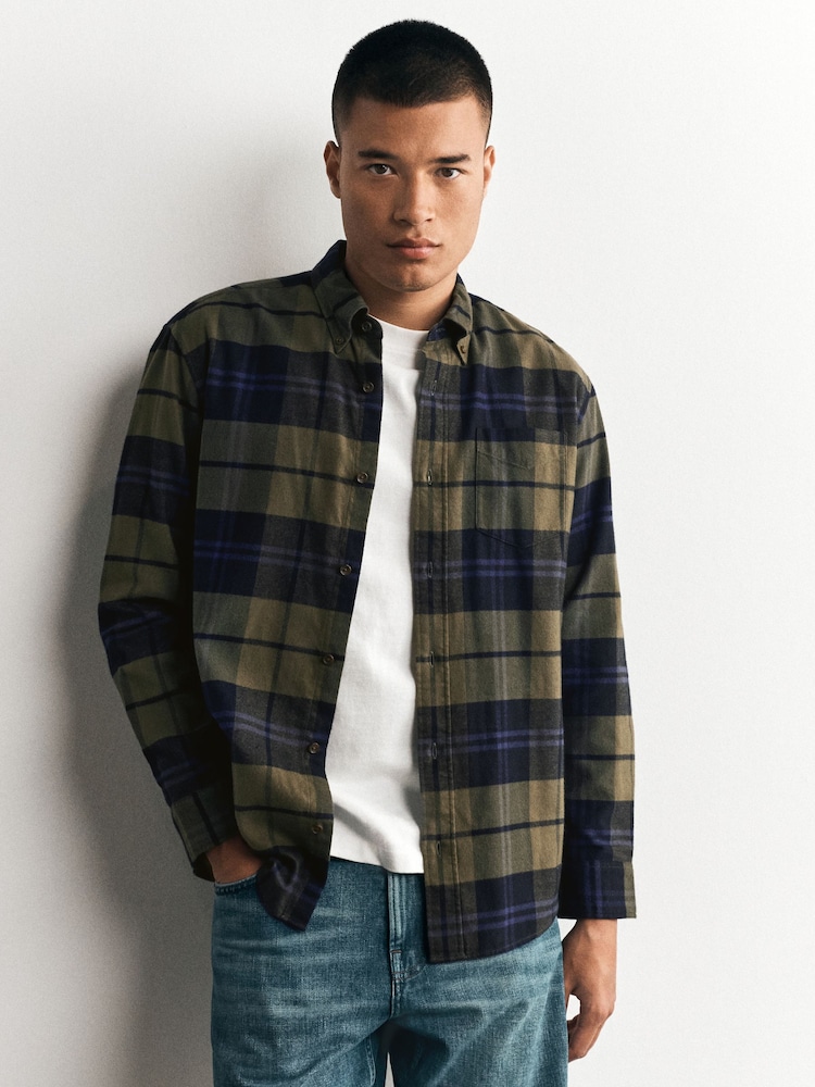 Green Buffalo Check Long Sleeve Shirt - Image 1 of 9 Green Buffalo Check Long Sleeve Shirt - Image 1 of 9