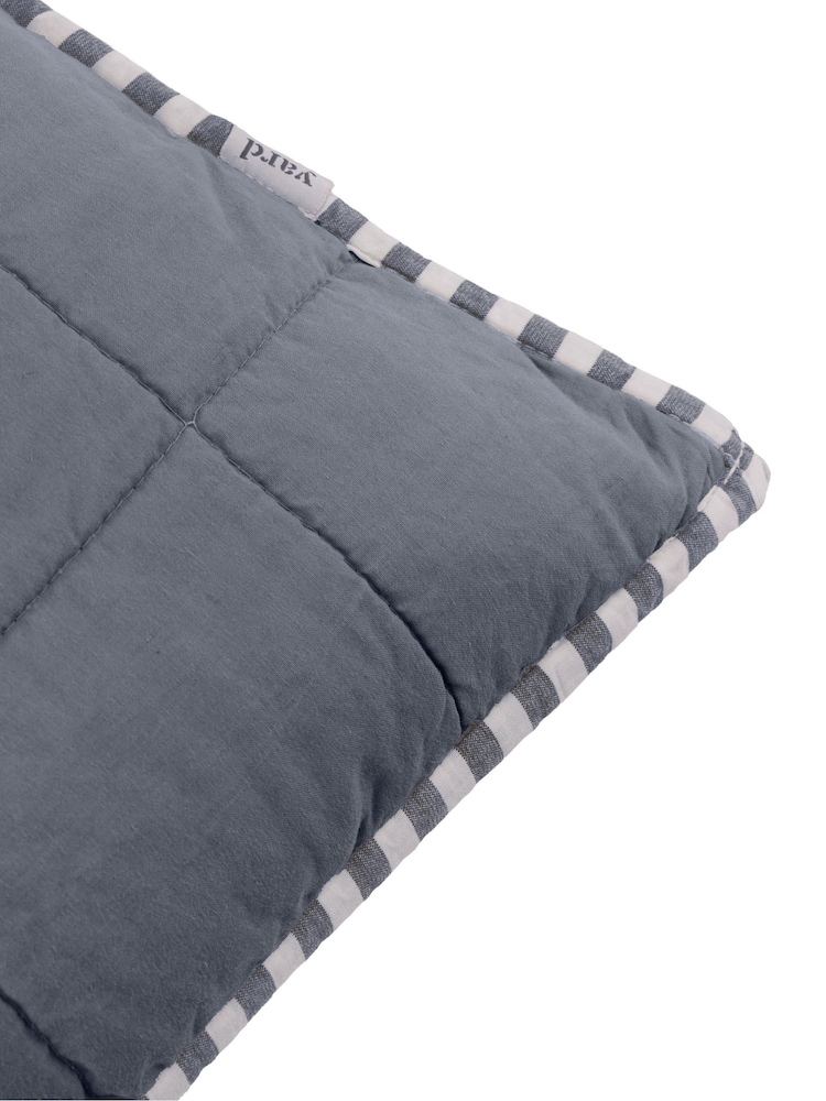 Yard Navy / Denim Blue Hebden Stripe Cotton Fibre Filled Cushion 55x55cm - Image 5 of 5