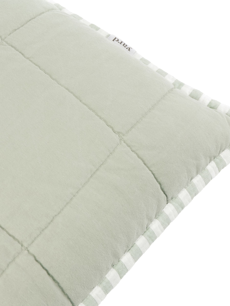 Yard Eucalyptus / Bay Green Hebden Stripe Cotton Feather Filled Cushion 55x55cm - Image 4 of 4 Yard Eucalyptus / Bay Green Hebden Stripe Cotton Feather Filled Cushion 55x55cm - Image 4 of 4