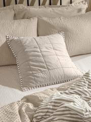 Yard Mole / Stone Hebden Stripe Cotton Feather Filled Cushion 55x55cm - Image 1 of 4