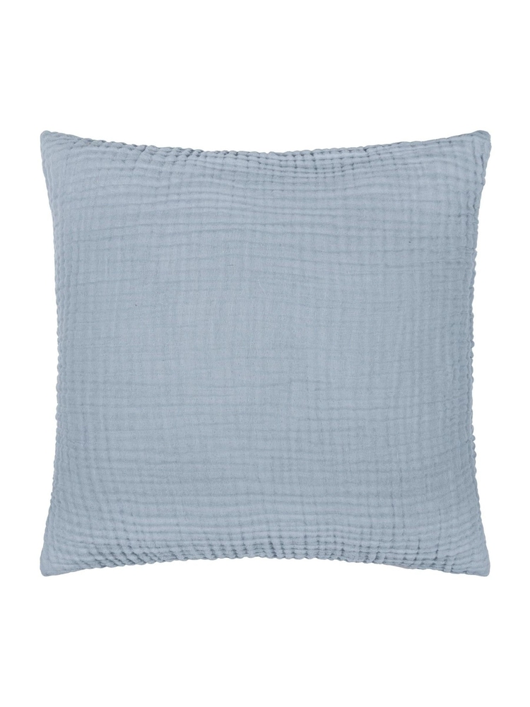 Yard Mineral Blue Lark Muslin Crinkle Cotton Cushion - Image 2 of 4