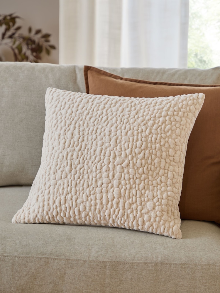 Yard Natural Pebble Textured Chenille Fibre Filled Cushion - Image 1 of 6