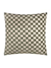 HÖEM Smoke Green Larro Chenille Checkerboard Fibre Filled Cushion - Image 2 of 4