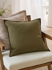 Yard Lichen Slub Cotton Feather Filled Cushion - Image 1 of 5