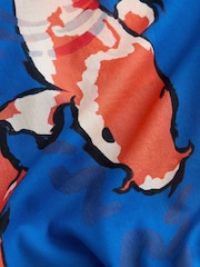 Daniel Quirke X Next Cobalt Blue Koi Fish Print Relaxed Long Sleeve Cotton Lightweight Shirt - Image 7 of 8