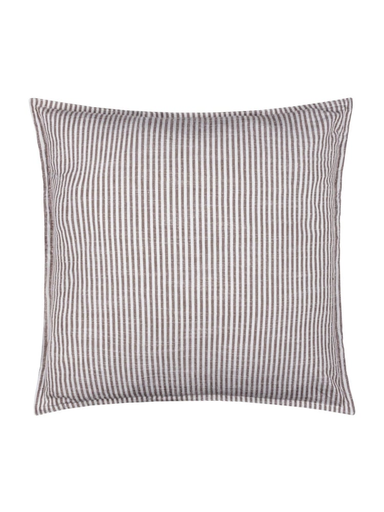 Yard Chocolate Truro Striped Cotton Feather Filled Cushion - Image 2 of 6 Yard Chocolate Truro Striped Cotton Feather Filled Cushion - Image 2 of 6