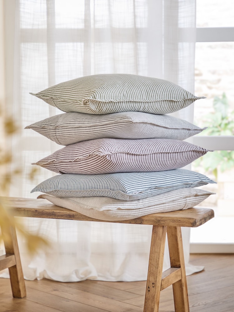 Yard Chocolate Truro Striped Cotton Feather Filled Cushion - Image 6 of 6 Yard Chocolate Truro Striped Cotton Feather Filled Cushion - Image 6 of 6