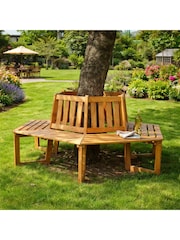 Promex Brown 360 Degree Wooden Tree Seat - Image 1 of 5