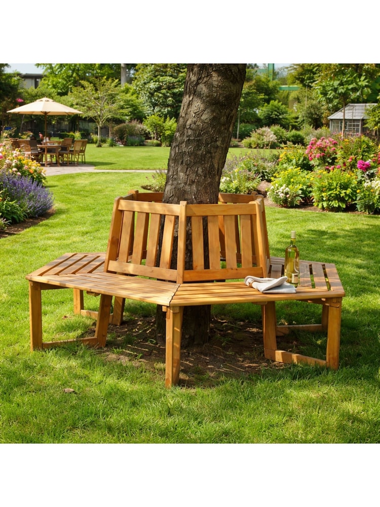 Promex Brown 360 Degree Wooden Tree Seat - Image 1 of 5