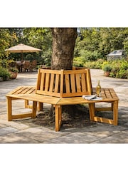 Promex Brown 360 Degree Wooden Tree Seat - Image 2 of 5