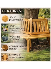 Promex Brown 360 Degree Wooden Tree Seat - Image 4 of 5