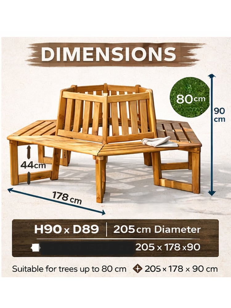 Promex Brown 360 Degree Wooden Tree Seat - Image 5 of 5