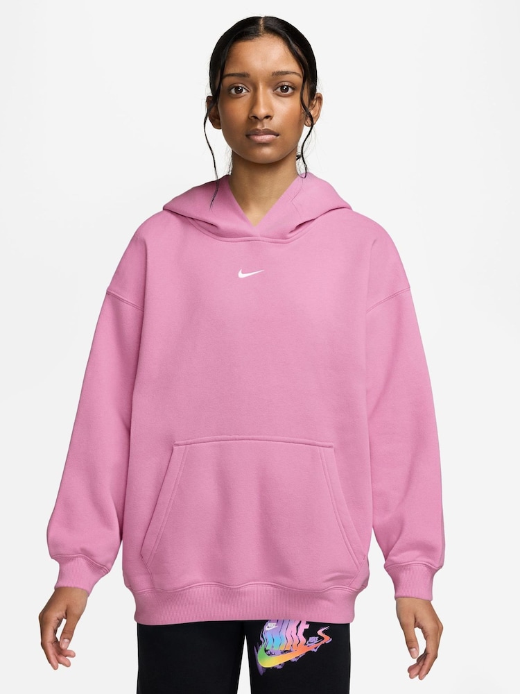Nike Pink Rise Studio Fleece Oversized Overhead Hoodie - Image 1 of 3 Nike Pink Rise Studio Fleece Oversized Overhead Hoodie - Image 1 of 3