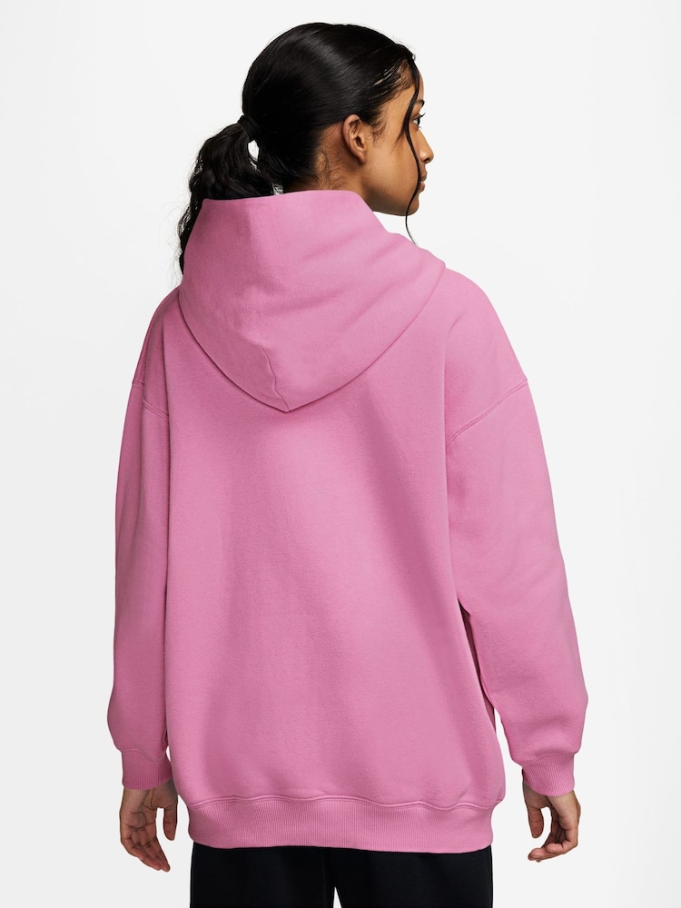 Nike Pink Rise Studio Fleece Oversized Overhead Hoodie - Image 2 of 3 Nike Pink Rise Studio Fleece Oversized Overhead Hoodie - Image 2 of 3
