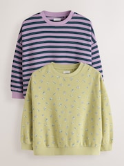 Green/Purple Cosy Rib Sweatshirts 2 Pack (3-16yrs) - Image 1 of 6