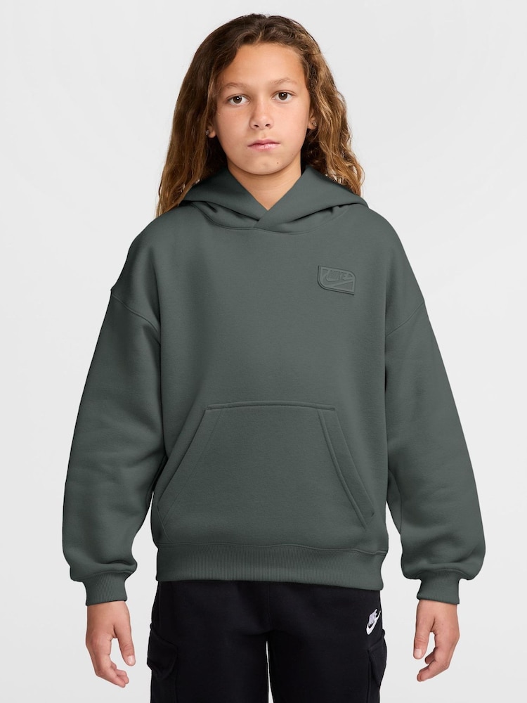 Nike Camo Green Logo Oversized Fleece Hoodie - Image 1 of 3 Nike Camo Green Logo Oversized Fleece Hoodie - Image 1 of 3