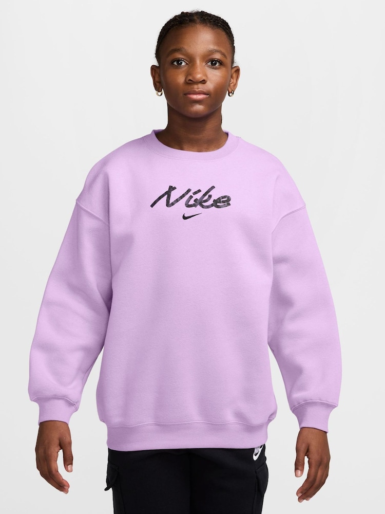 Fioletowy - Nike Studio Fleece Oversized Crew Sweatshirt - Obraz 1 z 3 Fioletowy - Nike Studio Fleece Oversized Crew Sweatshirt - Obraz 1 z 3
