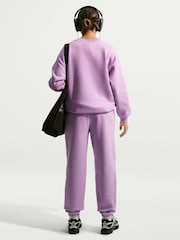 Nike Violet Purple Leopard Print Studio Fleece Oversized Crew Neck Sweatshirt - Image 4 of 4