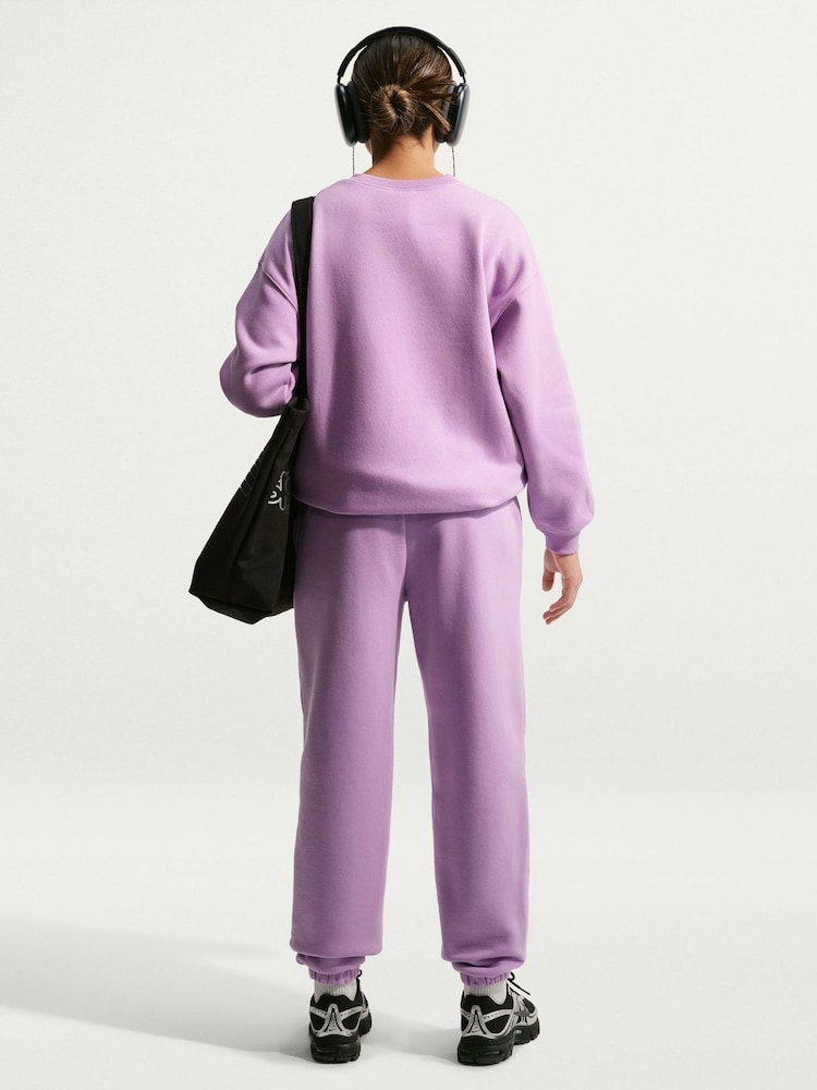 Nike Violet Purple Leopard Print Studio Fleece Oversized Crew Neck Sweatshirt - Image 4 of 4 Nike Violet Purple Leopard Print Studio Fleece Oversized Crew Neck Sweatshirt - Image 4 of 4