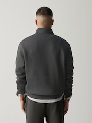 Slate Grey Cotton Rich Jersey Quarter Zip Sweatshirt - Image 2 of 4