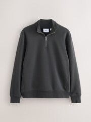 Slate Grey Cotton Rich Jersey Quarter Zip Sweatshirt - Image 5 of 7