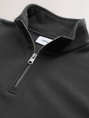 Slate Grey Cotton Rich Jersey Quarter Zip Sweatshirt - Image 6 of 7