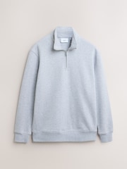 Grey Marl Cotton Rich Jersey Quarter Zip Sweatshirt - Image 6 of 8