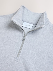 Grey Marl Cotton Rich Jersey Quarter Zip Sweatshirt - Image 7 of 8