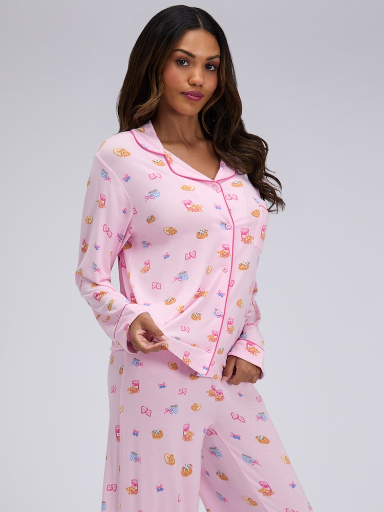 Boux Avenue Pink Breakfast Print Modal Pyjamas Set - Image 2 of 6