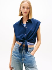 Bleumarin - Cămașă fără mâneci cu nod în față Tommy Jeans Relaxed Fit - Imaginea 1 din 5