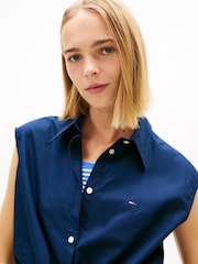 Bleumarin - Cămașă fără mâneci cu nod în față Tommy Jeans Relaxed Fit - Imaginea 4 din 5