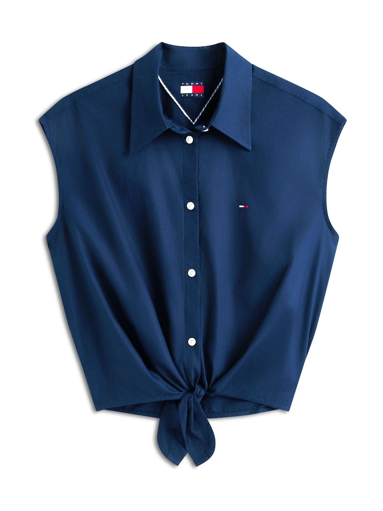 Bleumarin - Cămașă fără mâneci cu nod în față Tommy Jeans Relaxed Fit - Imaginea 5 din 5
