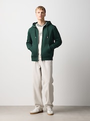 Dark Green Hooded Cotton Rich Heavyweight Jersey Full Zip Hoodie - Image 2 of 7
