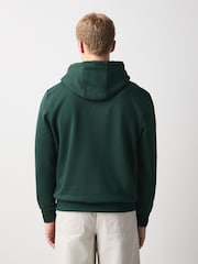 Dark Green Hooded Cotton Rich Heavyweight Jersey Full Zip Hoodie - Image 3 of 7