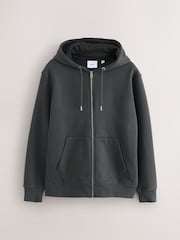 Slate Grey Cotton Rich Heavyweight Jersey Full Zip Hoodie - Image 6 of 8