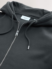 Slate Grey Cotton Rich Heavyweight Jersey Full Zip Hoodie - Image 7 of 8