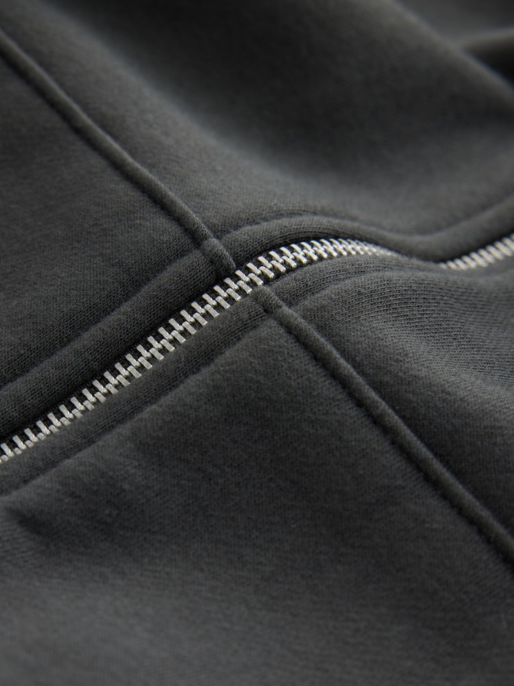Slate Grey Cotton Rich Heavyweight Jersey Full Zip Hoodie - Image 8 of 8 Slate Grey Cotton Rich Heavyweight Jersey Full Zip Hoodie - Image 8 of 8