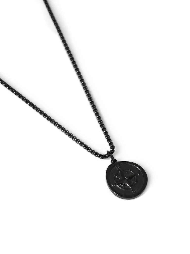 Stainless Steel Compass Black Necklace - Slika 2 od 2
