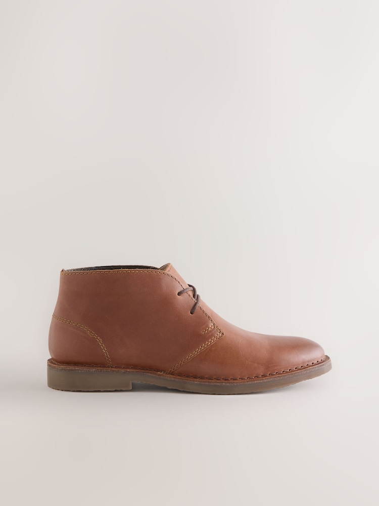 Tan Brown Leather Desert Boots - Image 2 of 5