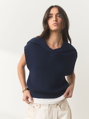 Navy Knitted Tank - Image 1 of 7