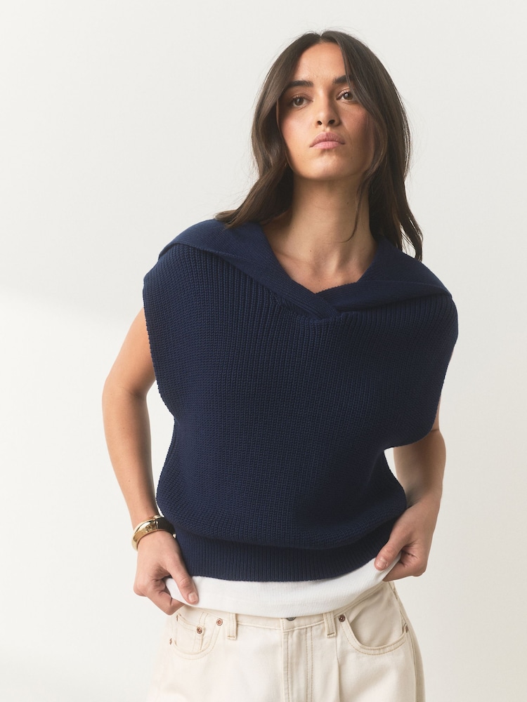 Navy Knitted Tank - Image 1 of 7