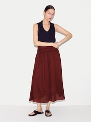 Jigsaw Red Cotton Voile Ruched Skirt - Image 2 of 5