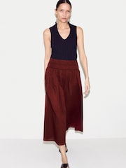 Jigsaw Red Cotton Voile Ruched Skirt - Image 3 of 5