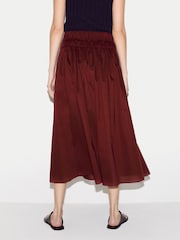 Jigsaw Red Cotton Voile Ruched Skirt - Image 4 of 5