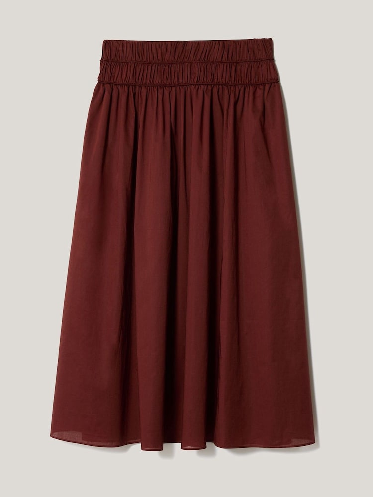 Jigsaw Red Cotton Voile Ruched Skirt - Image 5 of 5